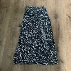 Reformation Blue Floral Maxi Skirt with Slit (small hole on waist)